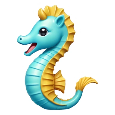 Cinematic Cute Yawning Sea Horse Portrait Emoji, Head tilted slightly with a dramatic, wide-open yawn, showcasing a slender, gracefully curved body with a softly drooping tail and sleepy, half-closed eyes, Simplified yet irresistibly adorable features, highly detailed, glowing with a soft, cozy aquatic glow, high shine, relaxed yet expressive, stylized with a dash of whimsical marine charm, soft glowing outline, capturing the essence of a drowsy yet affectionate sea horse that appears ready to stretch out for a nap! sticker
