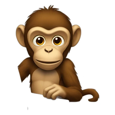 The monkey is working on a laptop sticker