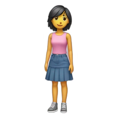 Chica con falda corta inclinada sobre la vista trasera. sticker