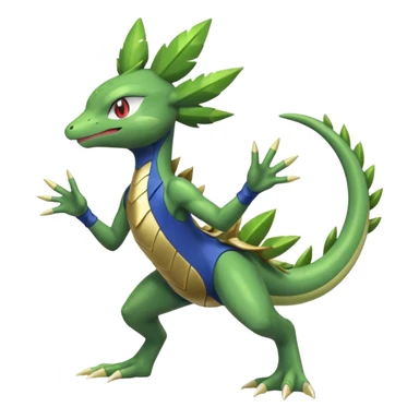Shiny Aural Kecleon-Sceptile-Greninja-Fakémon-fusion (full body) sticker