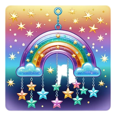Sparkly glittery aesthetic Iridescent rainbow crystals suncatcher hanging crystals and tiny stars sticker