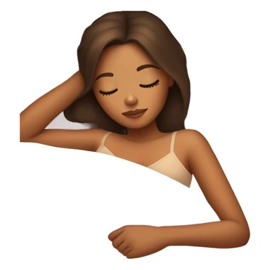 Brunette girl, tanned skin, sleeping in bed sticker