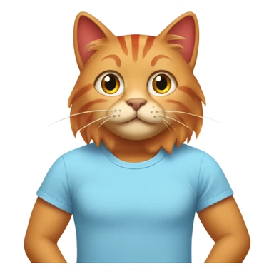 tan-red cat wearing a light-blue t-shirt taps musical keyboard sticker