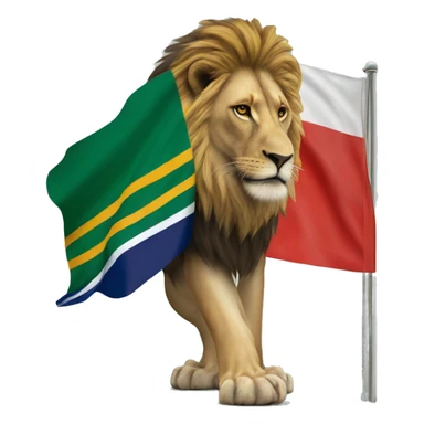 A South African flag behind a lion sticker