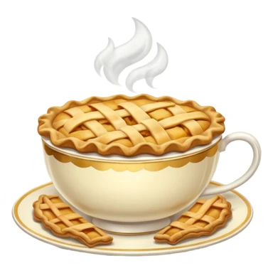 A tea cup with a apple pie sticker