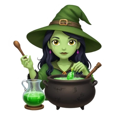green witch cooking potion sticker