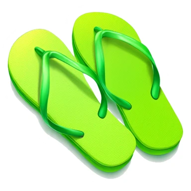 Realistic lime green gradient pair of summer flip flops isolated. sticker