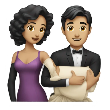 woman with black hair and man with blond hair dancing waltz sticker