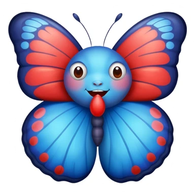 red-blue funny fat butterfly with small wings sticker