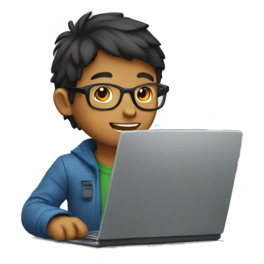 Boy with laptop sticker