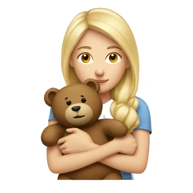 blonde woman hugs teddy bear sticker