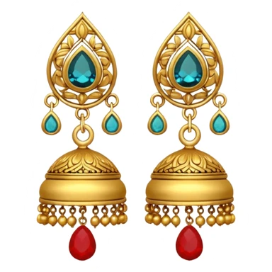 A small beautiful jhumka pair in golden color with very few stones sticker