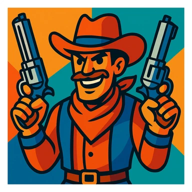 dual pistols, vibrant toon style sticker