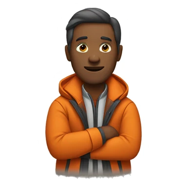 Man which is folding his hands and wearing the orange coat sticker