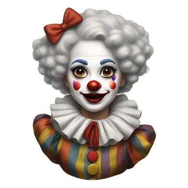 Old fashioned girl clown in fluffy collar with clown makeup  sticker
