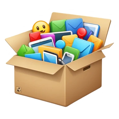 Box full of desktop material  sticker
