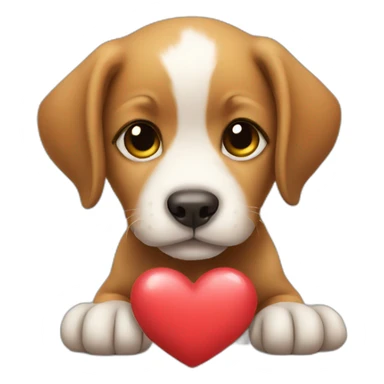 puppy with heart sticker