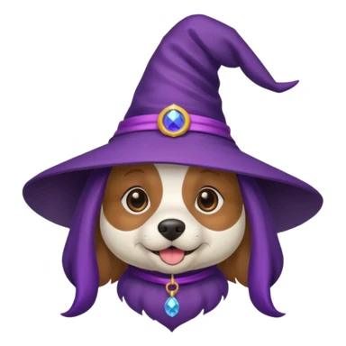 dog wear purple wicth hat sticker