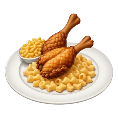 drumstick chicken with mac and cheese on the side on a plate sticker