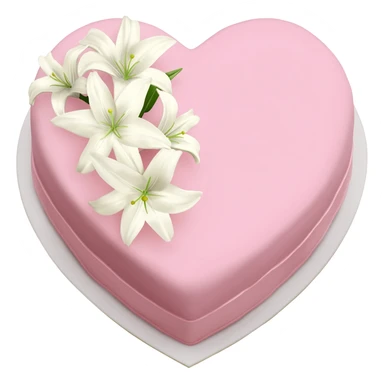 Pastel pink shaped wedding cake with and white lilies on top sticker