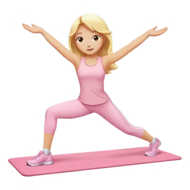 angelic blonde girl stretching in light pink gym sticker