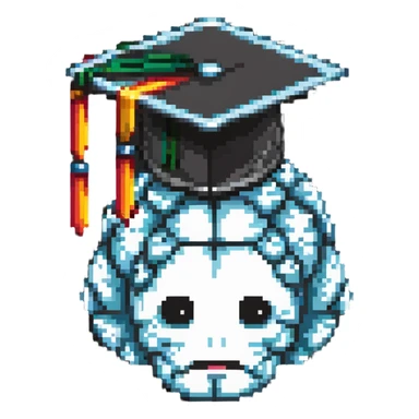 cartoony brain with graduation cap, no face on the brain, just the brain organ with a graduation cap on top sticker