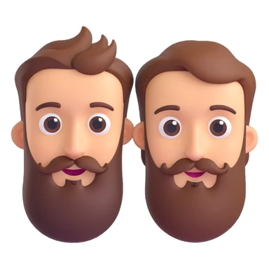 a cartoon bearded face with one side happy and one side sad, clear expressive style sticker