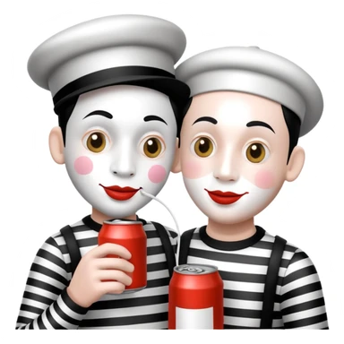 2 mimes talking with a can on a string between them sticker