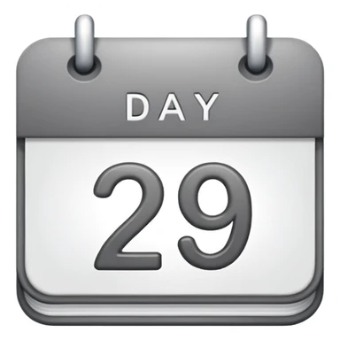 grey date calendar with number 29 sticker