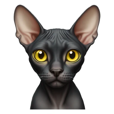 Black sphynx cat with yellow greenish eyes sticker