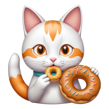 Cat eating donut sticker