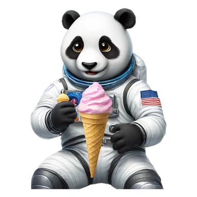 Astronaut panda eating an ice cream sticker