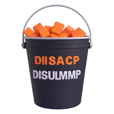simple and clear 3D emoji style bucket with the word DISPROLIMP sticker