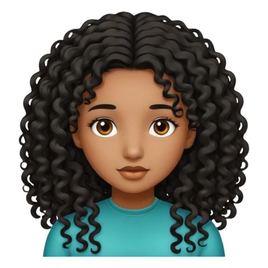 Brown skin girl with curly roots and straight ends sticker