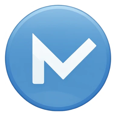 i need a blue flat 2d circle shape with smooth edges with a symbol of white good on it  sticker