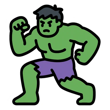 Hulk muscular green superhero in a dynamic pose sticker