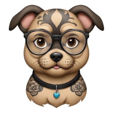 tattooed dog with heavy face tattooes and glassess, black sticker