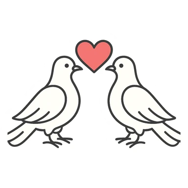 pair of doves with a heart sticker