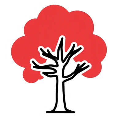 white tree with red foliage sticker