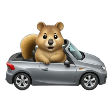 quokka in convertible gray car sticker