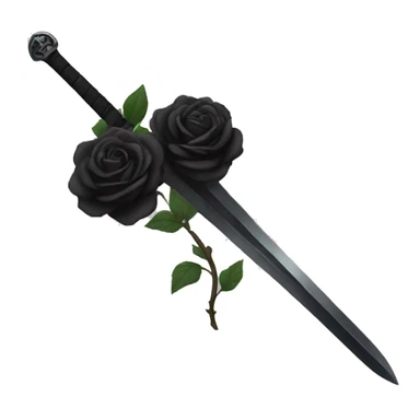 black sword with black roses sticker