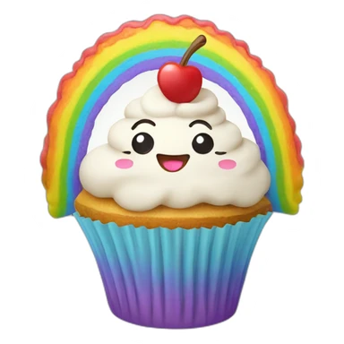 Happy cupcake with rainbow icing  sticker