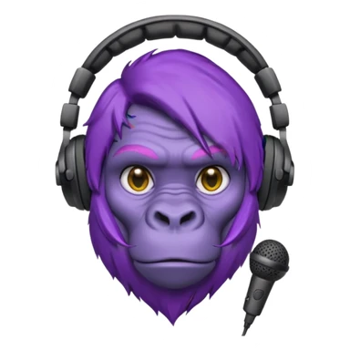 purple haired gorilla head with gaming headset and microphone sticker