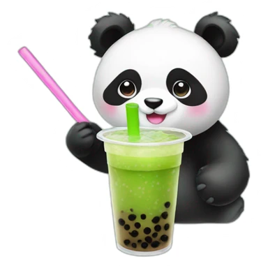 Panda with a bubble tea sticker