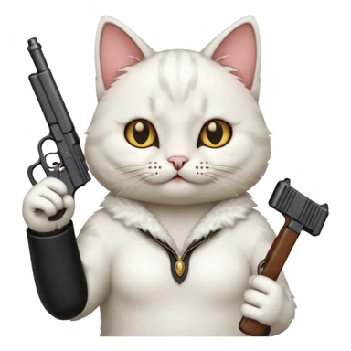 Make a cat holding up the middle finger with a gun sticker