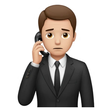 A man on the phone about to make a complaint but sad sticker