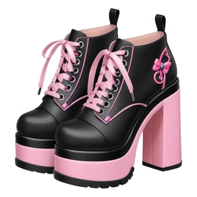 BLACKPINK-inspired gothic shoes, no hearts, black and pink, cute  sticker