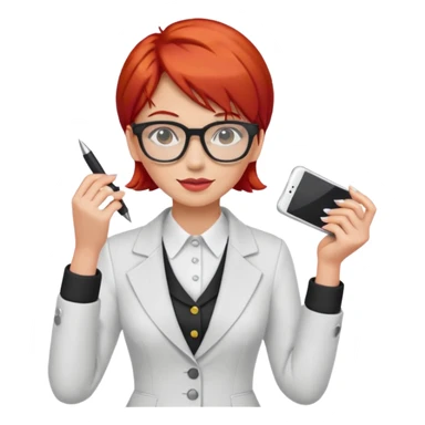 tailor woman with red hair and glasses sticker