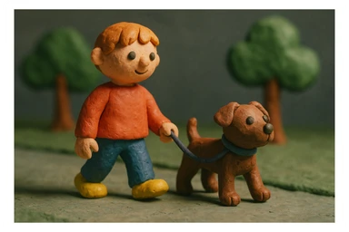 A child walking a dog sticker