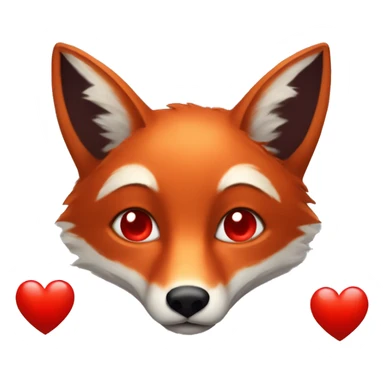 dark red fox face with tiny red heart instead of eyes sticker